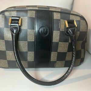 Black and Brown Checkered Shoulder Bag